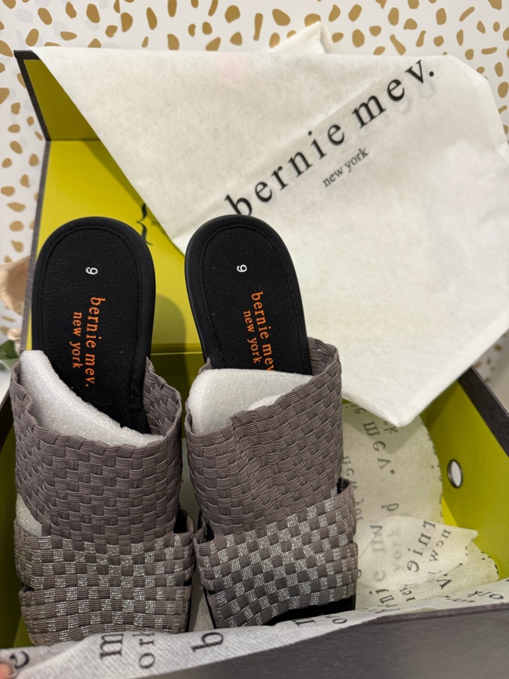 bernie mev. 9 Woven Slide Sandals in Taupe with Silver Accents - Picture 2 of 7